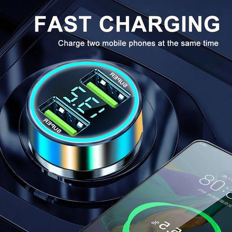 TurboDrive 240W Car Charger: Dual-Port Super Fast Charging with Display - Trip Savvy Essentials